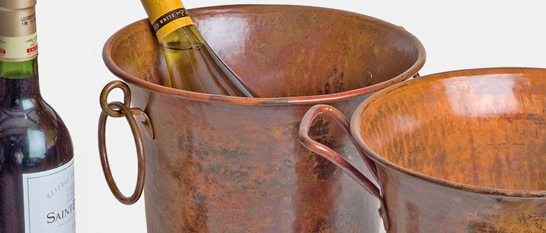 Handmade Mexican copper wine buckets
