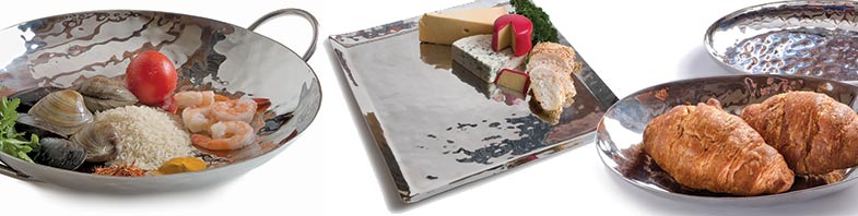 Polished steel serving dishes