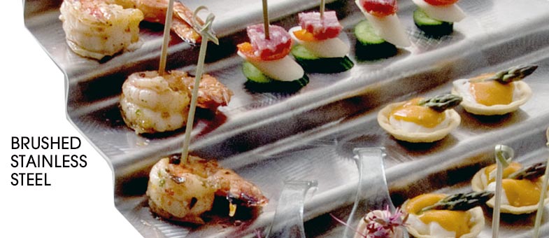 Brushed stainless steel serveware